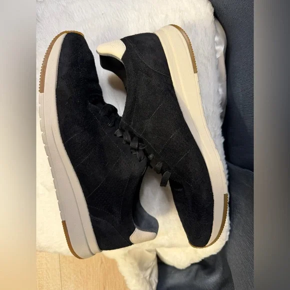 Vince Men’s Suede Low-Top Sneakers – Size 9.5 (EU 43) – Black / Charcoal - Picture 5 of 8
